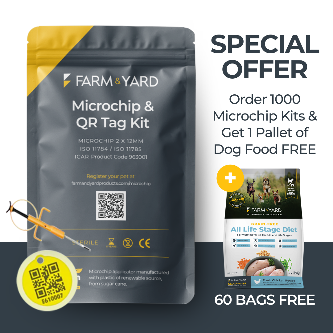 1000 Microchip + QR Kits plus FREE Pallet of Dry Dog Food (Chicken Recipe)