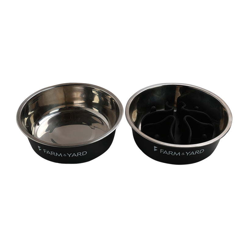 Farm & Yard Premium Slow-Feeding Dog Bowl Set